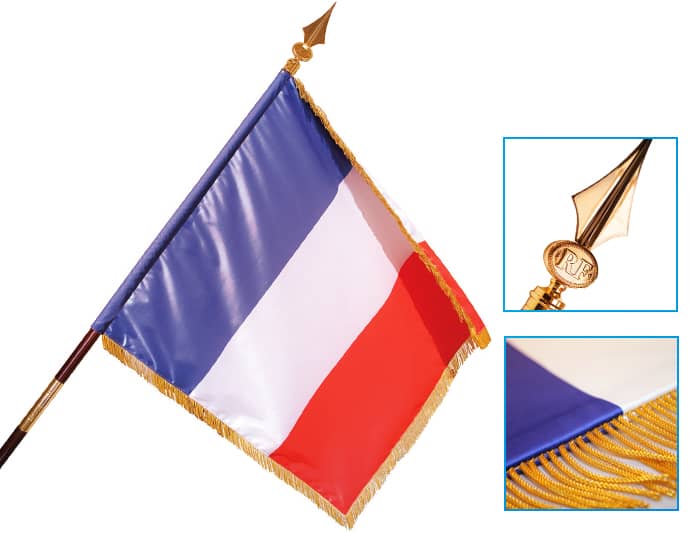 Drapeau France avec frange dorée