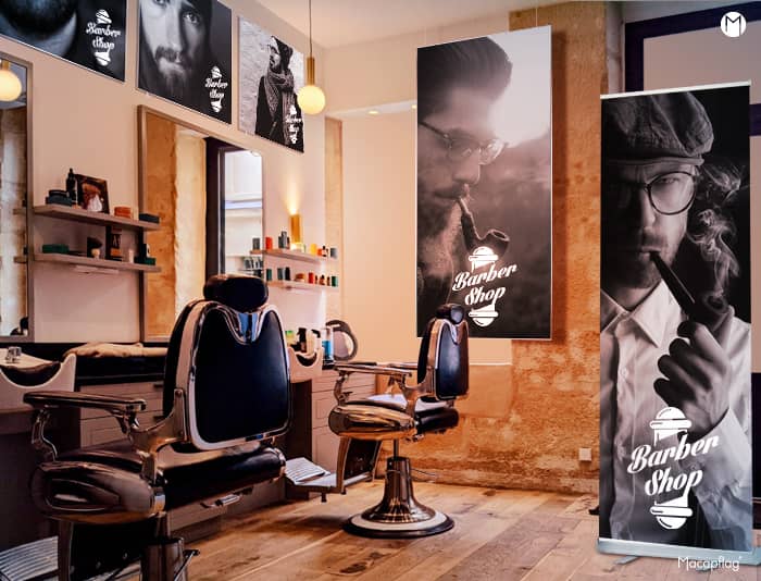Supports de communication pour décorer un barbershop