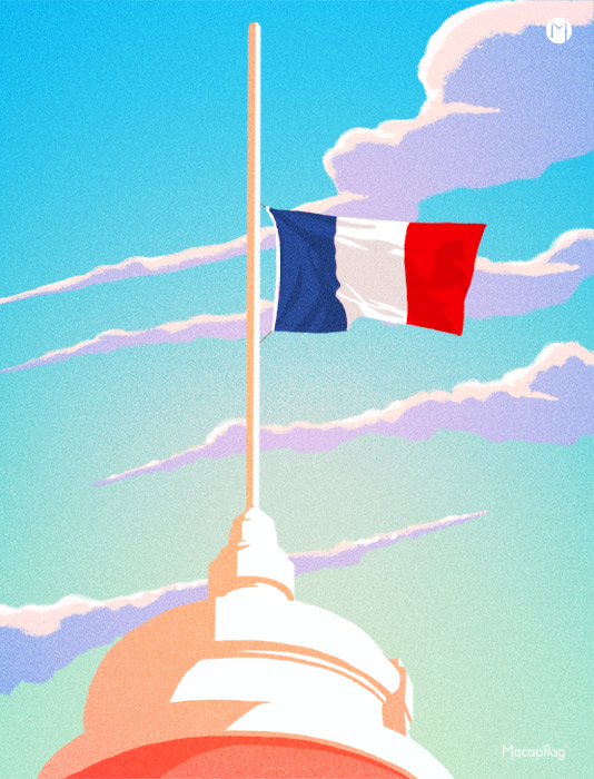 drapeau français mis en berne