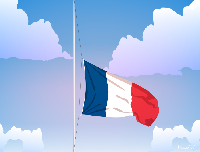 Mise en berne du drapeau français deuil national