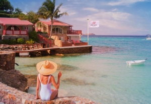 Drapeau imprimé personnalisé hôtel les pieds dans l'eau