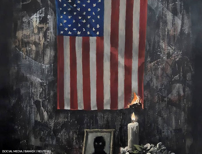 Banksy dessine suite au décès de George Floyd