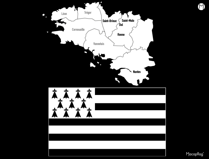 Les hermines et les bandes du drapeau breton noir et blanc