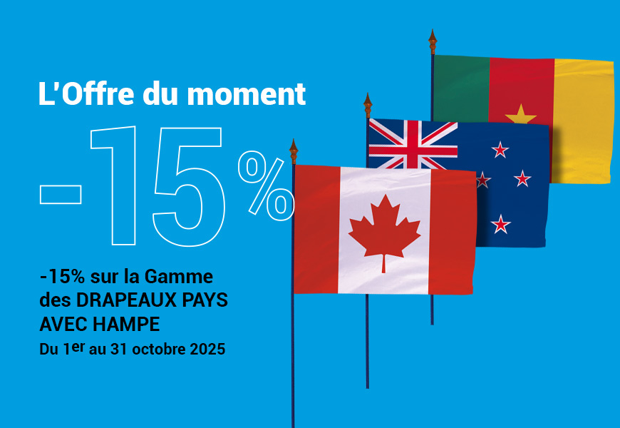 Drapeau avec hampe en promotion