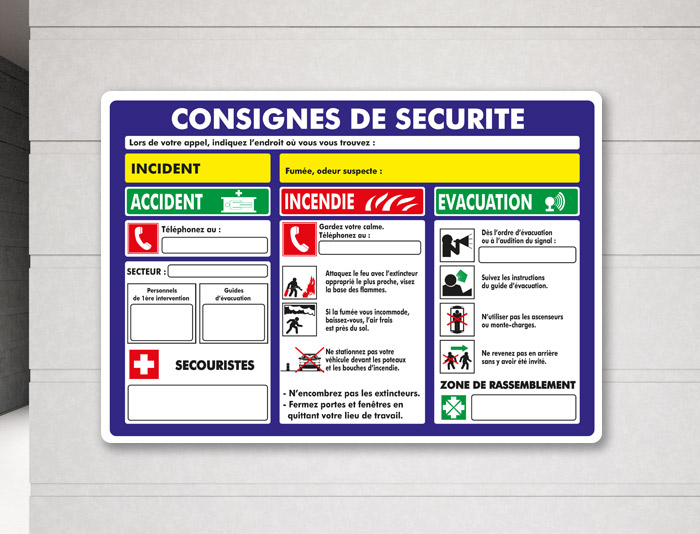 Affichage obligatoire Consignes de sécurité