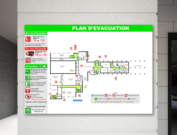 Affichage obligatoire plan d'évacuation des lieux