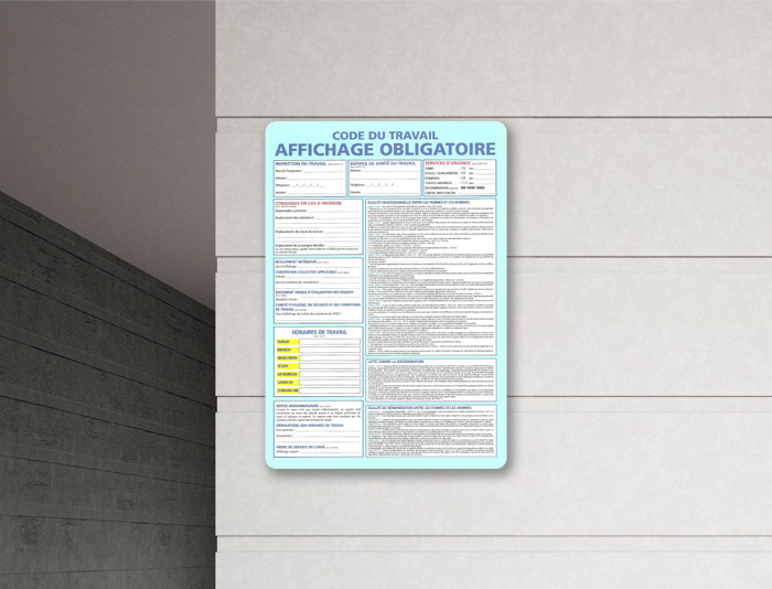 Affichage réglementaire obligatoire locaux