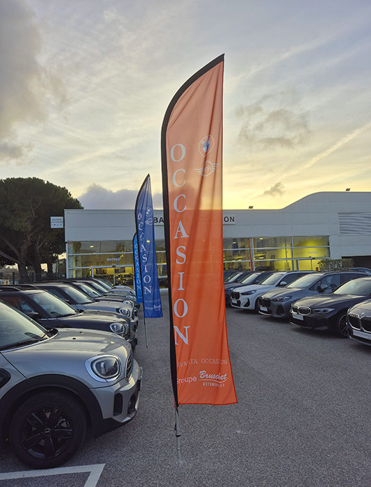 Oriflamme occasion pour concession automobile