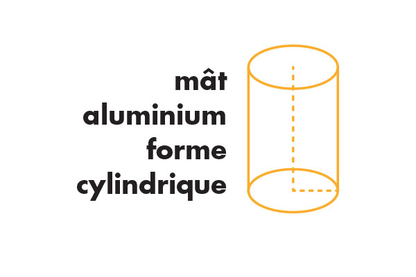 mât aluminium forme cylindrique